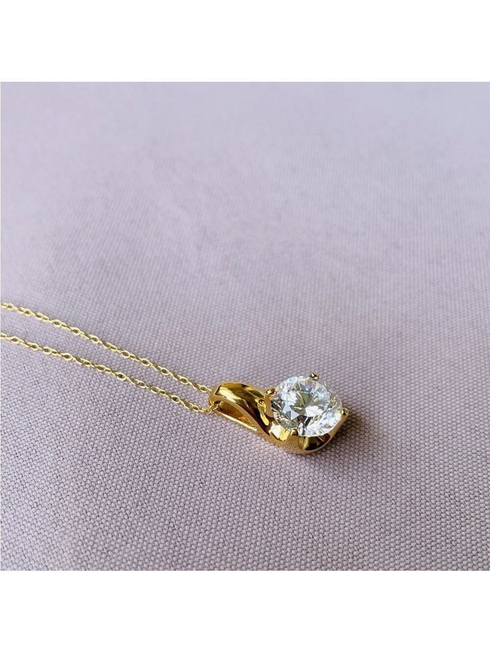 Cubic Zirconia 18k Gold Vermeil Sterling Silver Solitaire Pendant Neckla… - Picture 7 of 7